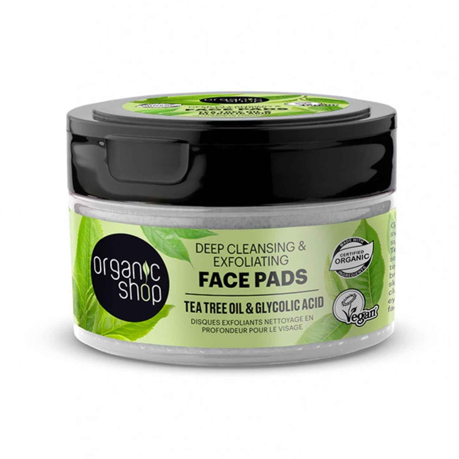 Organic Shop Tea Tree Discos Faciales Exfoliantes Oil Deep Cleansing 20Un